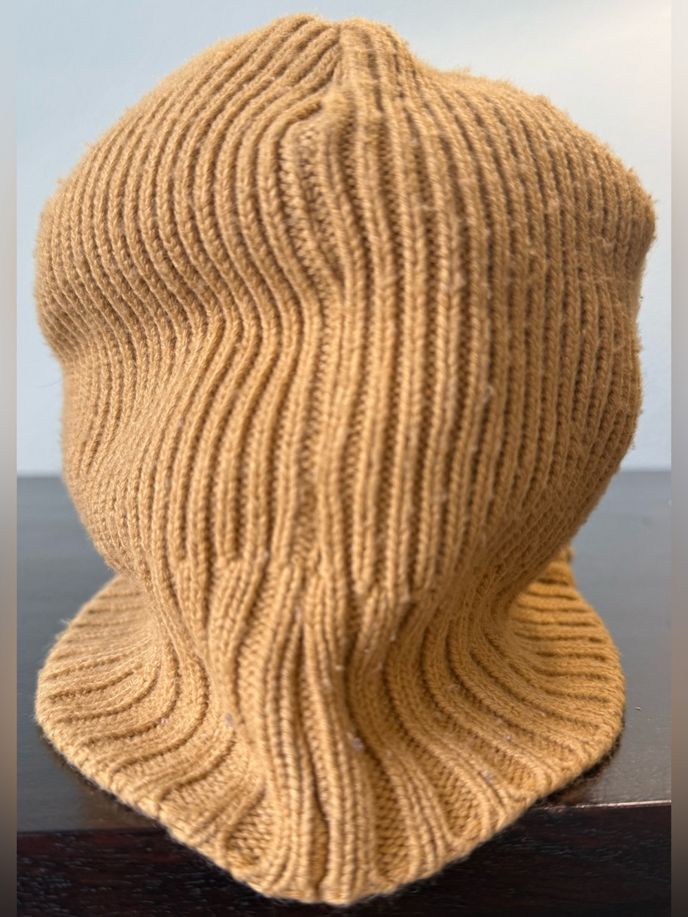🧢 Timberland Ribbed Knit Visor Beanie Hat – Wheat Tonal Logo Rare Style - Picture 3 of 10